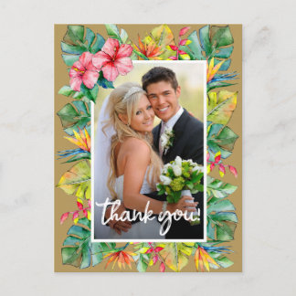 Wedding Thank You | Photo with Tropical Border Postcard