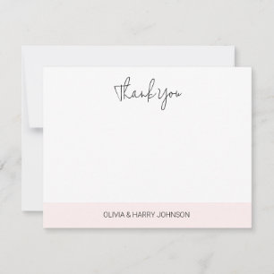  Wedding Thank You Pink White Flat Note Card