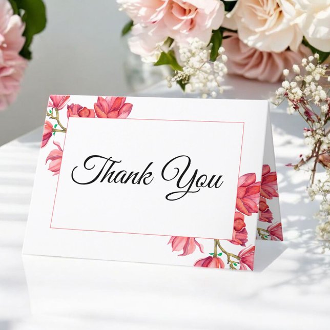 Wedding Thank you Pink White Floral Card (Creator Uploaded)