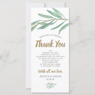 Wedding Thank You Place Card - Rustic Greenery