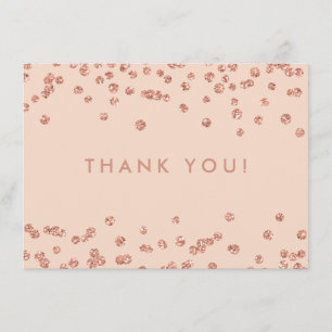 Wedding Thank You Rose Gold Glitter Confetti Blush Card