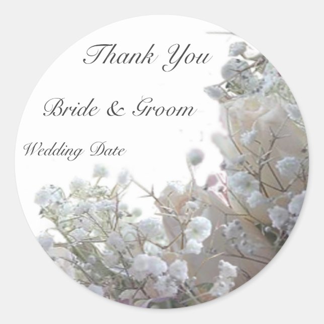 Wedding Thank You Round Sticker (Front)
