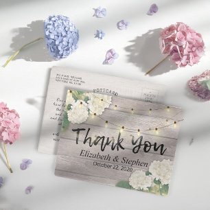 Wedding Thank You Rustic Wood Floral String Lights Postcard