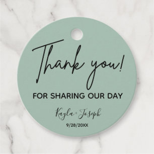 Wedding Thank You Sage Green Favour Tags