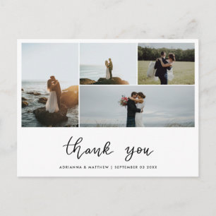 Wedding Thank You Script Elegant Photo Collage Postcard