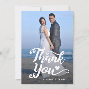 Wedding Thank You   Script Over Photo Postcard