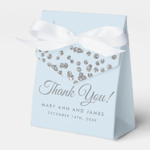 Wedding Thank You Silver Glitter Confetti Ice Blue Favour Box