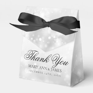 Wedding Thank You Silver Shimmer Lights Favour Box