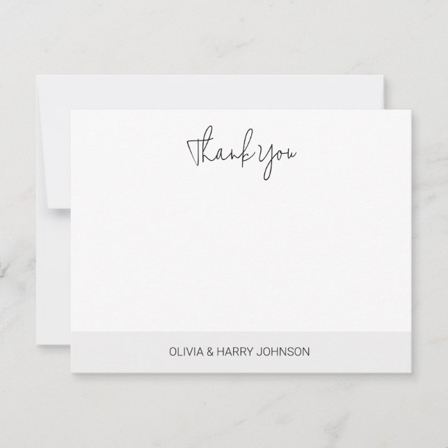  Wedding Thank You Silver White Flat Note Card (Front)