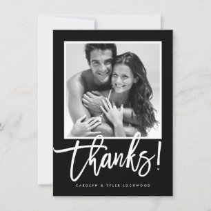WEDDING THANK YOU simple calligraphy black white Card