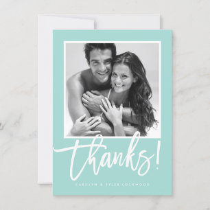 WEDDING THANK YOU simple calligraphy mint white