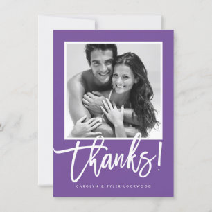 WEDDING THANK YOU simple calligraphy purple Card