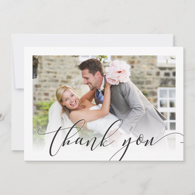 WEDDING THANK YOU simple overlay photo elegant Card (Front)