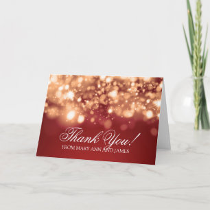 Wedding "Thank you" Sparkling Lights Gold Thank You Card