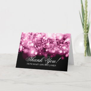 Wedding "Thank you" Sparkling Lights Pink Thank You Card