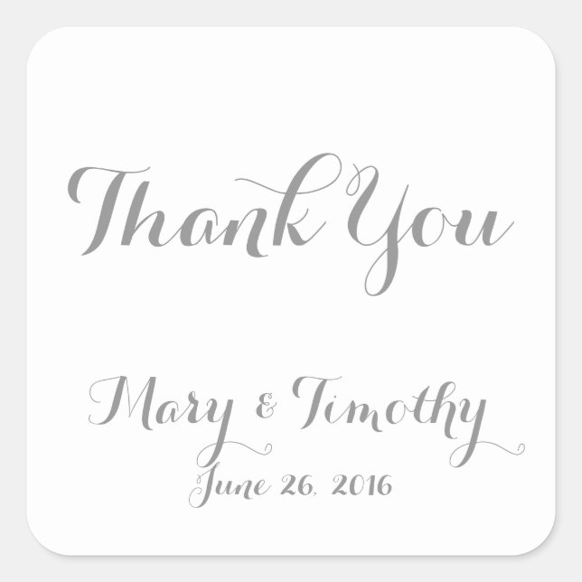 Wedding Thank You Square Sticker (Front)