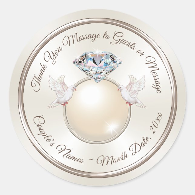 Wedding Thank You Stickers for Favours, Envelopes. (Front)