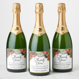 Wedding Thank You Vintage Fall Flowers Sparkling Wine Label