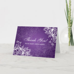 Wedding "Thank you" Vintage Swirls Purple Thank You Card