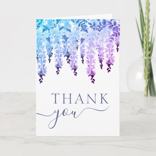 Wedding Thank You Watercolor Wisteria Floral (Front)
