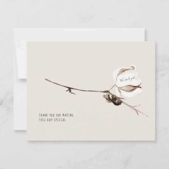 Wedding Thank You We said Yes Simple Cotton Cream (Front)