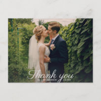 Wedding Thank You With Photo Vintage Rose Floral