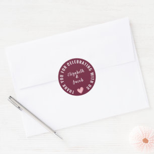 Wedding Thank You with Pink Heart Classic Round Sticker