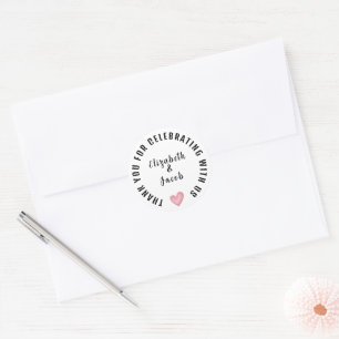 Wedding Thank You with Pink Heart Classic Round Sticker
