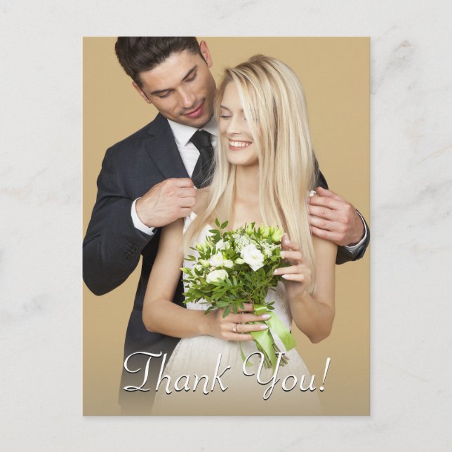 Wedding Thank You, Your Photo & Message Vs 2 Postcard (Front)