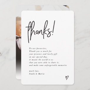 WEDDING THANKS photo handlettered modern message Invitation