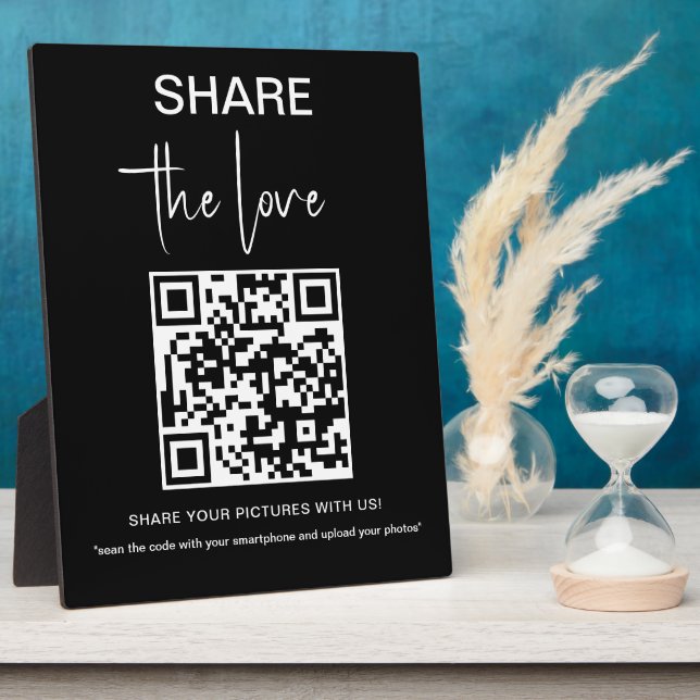 Wedding The Love Photo Sharing QR Code Plaque (Side)
