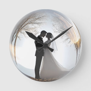 Wedding Theme Romantic  Round Clock