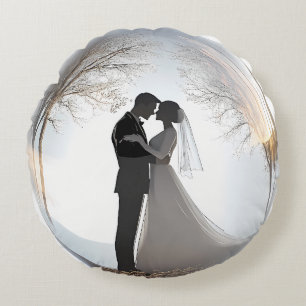 Wedding Theme Romantic Round Cushion