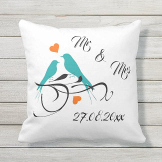 Wedding Throw Pillow Mr & Mrs