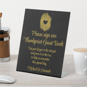 Wedding Thumbprint Guest Book for Reception Table Pedestal Sign