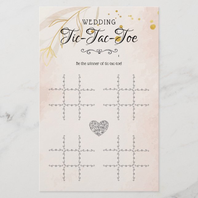 Wedding Tic-Tac-Toe Decorative Table Game Floral (Front)