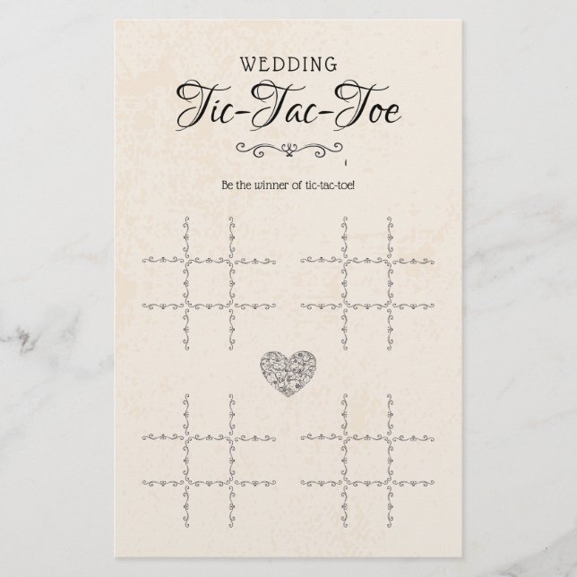 Wedding Tic-Tac-Toe Decorative Table Game Rustic (Front)