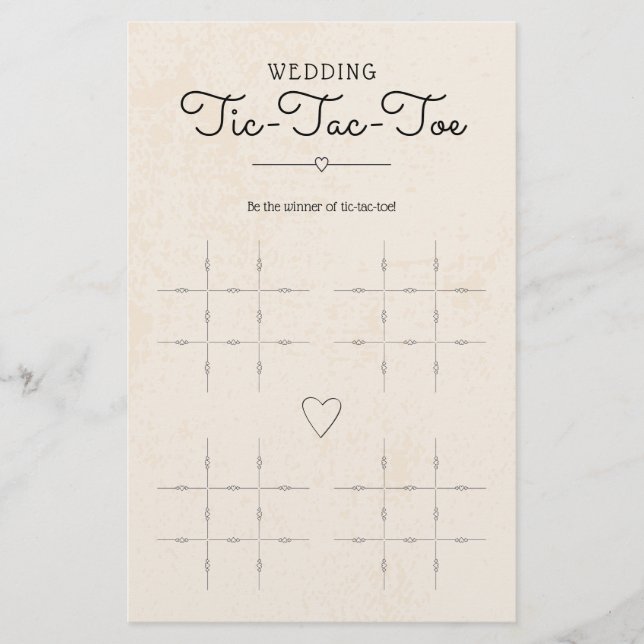 Wedding Tic-Tac-Toe with Hearts Table Game (Front)