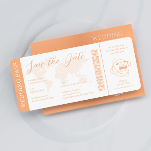 Wedding Ticket Pass Passport Orange  Invitation