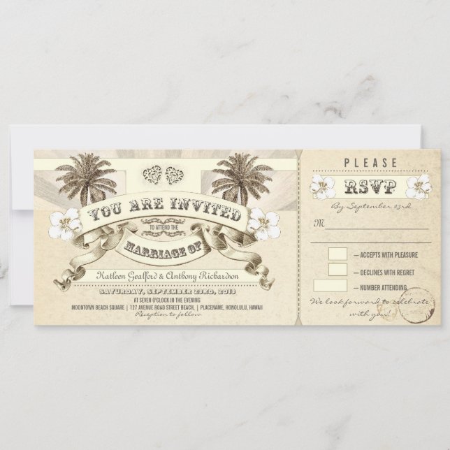 wedding tickets - invitations for beach weddings (Front)