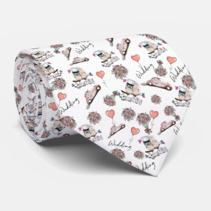 Wedding tie with bride birds