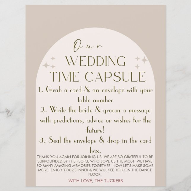 Wedding Time Capsule Custom Card  (Front)