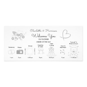 Wedding Time Line Program Hand Drawn Icons Rack Card