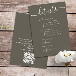 Wedding Timeline Details Simple RSVP Enclosure Card
