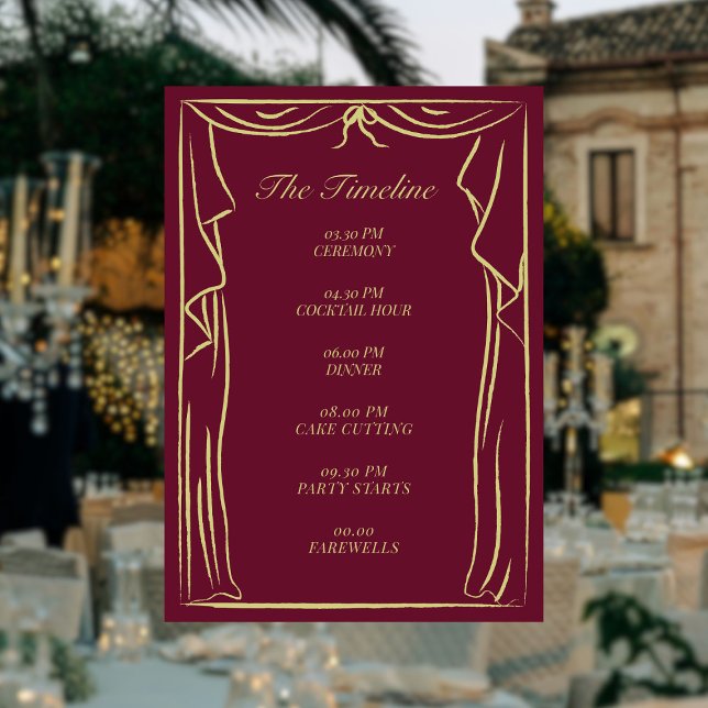 Wedding Timeline Illustrated Curtain Enclosure Card (Creator Uploaded)