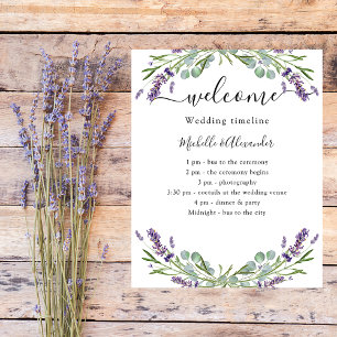 Wedding timeline program lavender eucalyptus