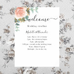 Wedding timeline program rose gold eucalyptus poster<br><div class="desc">White elegant background,  decorated with a watercolored rose gold floral,  rose,  eucalyptus greenery,  golden foliage. Personalise and add your names and your wedding day timeline.</div>