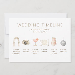 Wedding Timeline + Welcome   Elegant Itinerary Invitation