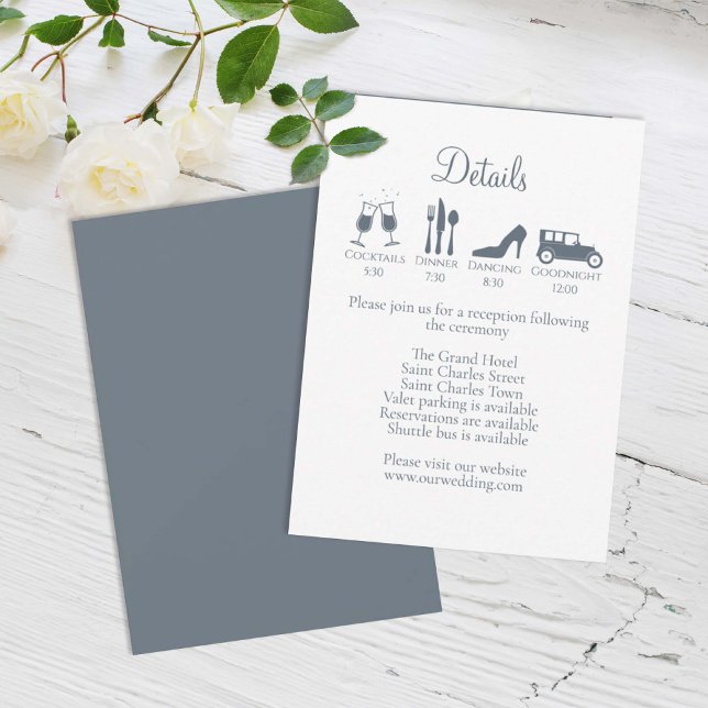 Wedding Timeline with Wedding Details Dusty Blue Enclosure Card (Creator Uploaded)