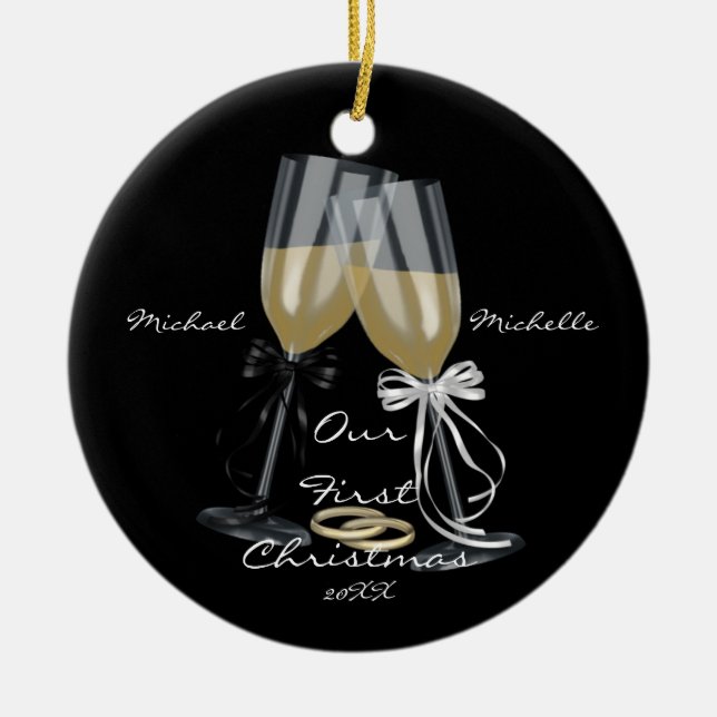 Wedding Toast Our First Christmas Ornament (Front)